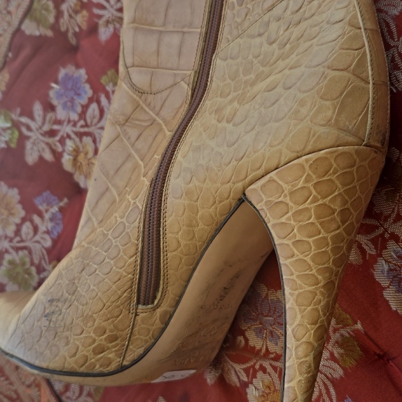 Prada Camel Embossed To the knee zip up healed boots - Picture 3 of 11